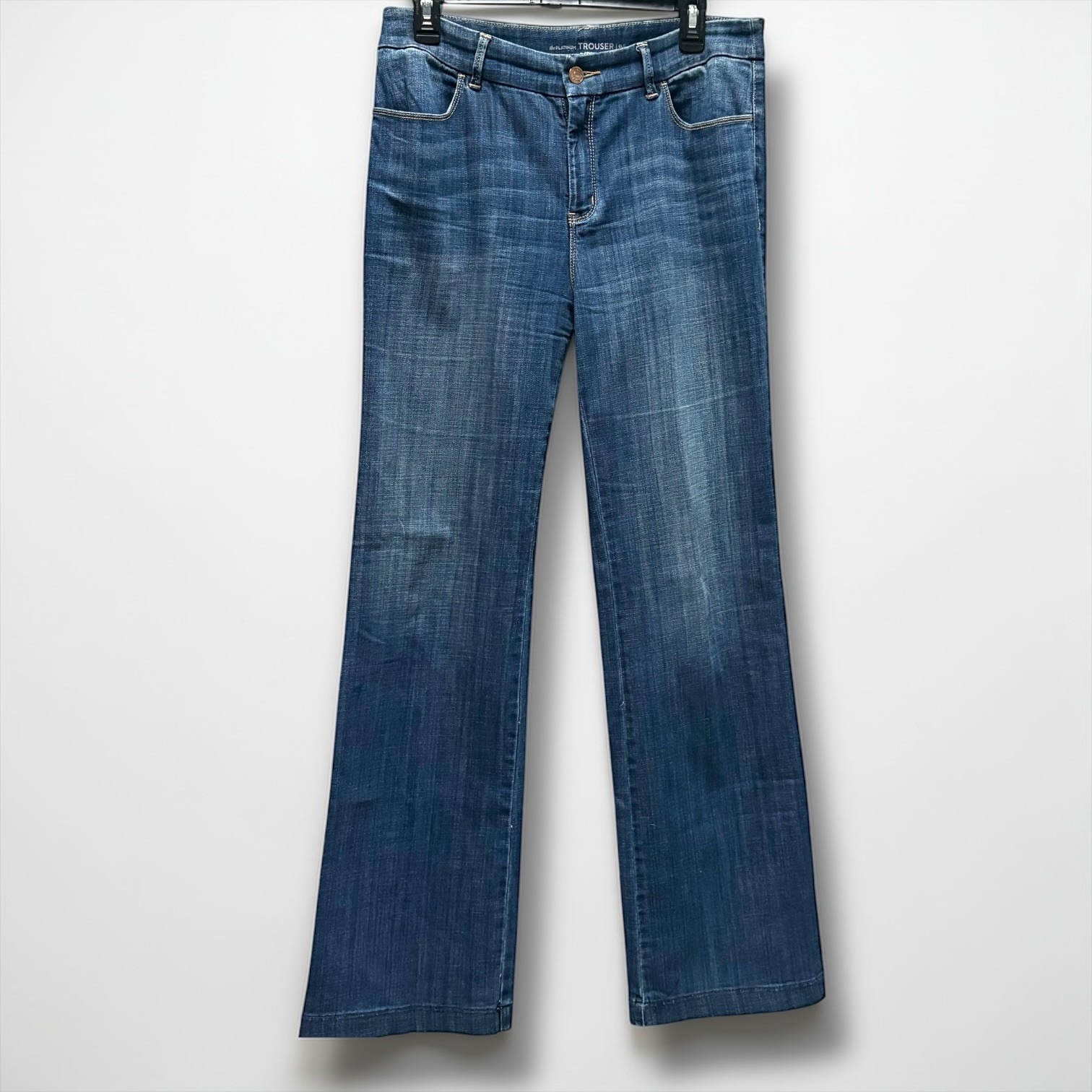 Chicos The Platinum Trouser Blue Jeans Wide Leg Stretch Denim Size 0.5 Regular